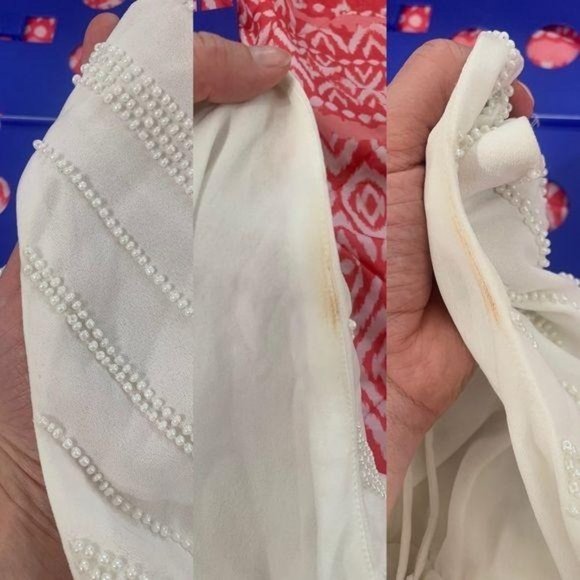 LPA Beaded Crossback Gown in Ivory Maxi Dress Revolve Low Back Size Medium Sz M - Picture 8 of 9